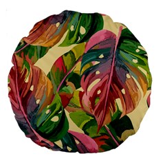 Monstera Colorful Leaves Foliage Large 18  Premium Round Cushions