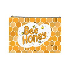 Bee Honey Honeycomb Hexagon Cosmetic Bag (Large)