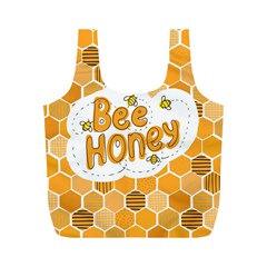 Bee Honey Honeycomb Hexagon Full Print Recycle Bag (m) by Maspions