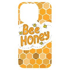 Bee Honey Honeycomb Hexagon Iphone 14 Pro Black Uv Print Case by Maspions