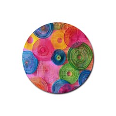 Colorful Abstract Patterns Rubber Round Coaster (4 Pack)