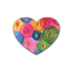 Colorful Abstract Patterns Rubber Coaster (heart)