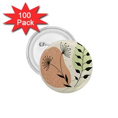 Flora Floral Flower Nature Plant Doodle 1 75  Buttons (100 Pack) 