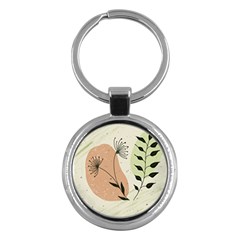 Flora Floral Flower Nature Plant Doodle Key Chain (round)