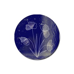 Flower Nature Abstract Art Rubber Round Coaster (4 Pack) by Maspions