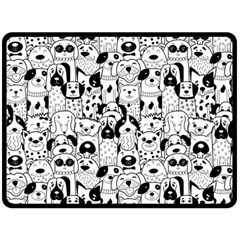 Seamless Pattern With Black White Doodle Dogs Two Sides Fleece Blanket (large) by Grandong