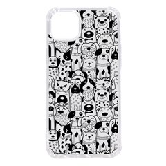 Seamless Pattern With Black White Doodle Dogs Iphone 14 Plus Tpu Uv Print Case by Grandong