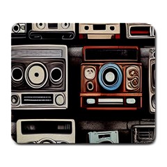 Retro Cameras Old Vintage Antique Technology Wallpaper Retrospective Large Mousepad by Grandong