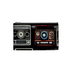 Retro Cameras Old Vintage Antique Technology Wallpaper Retrospective Cosmetic Bag (small) by Grandong