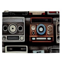 Retro Cameras Old Vintage Antique Technology Wallpaper Retrospective Cosmetic Bag (xxl) by Grandong