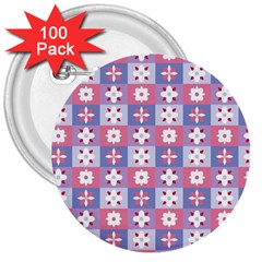 Flower Art Pattern Geometric 3  Buttons (100 Pack) 