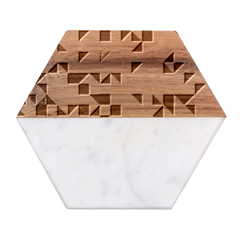 Floor Colorful Triangle Marble Wood Coaster (hexagon) 