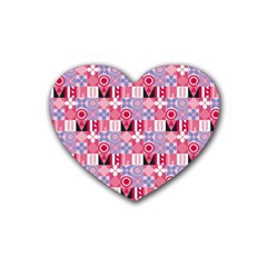 Scandinavian Abstract Pattern Rubber Heart Coaster (4 Pack)