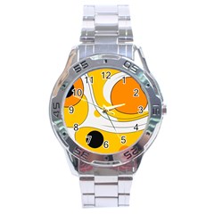 Abstract Pattern Stainless Steel Analogue Watch