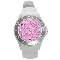 Illustration Pattern Seamless Round Plastic Sport Watch (l)