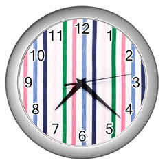 Stripes Pattern Abstract Retro Vintage Wall Clock (silver) by Maspions