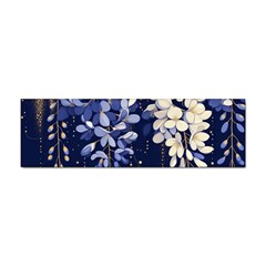 Solid Color Background With Royal Blue, Gold Flecked , And White Wisteria Hanging From The Top Sticker Bumper (10 Pack)