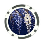 Solid Color Background With Royal Blue, Gold Flecked , And White Wisteria Hanging From The Top Poker Chip Card Guard Front