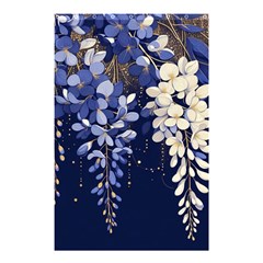 Solid Color Background With Royal Blue, Gold Flecked , And White Wisteria Hanging From The Top Shower Curtain 48  X 72  (small)  by LyssasMindArtDecor