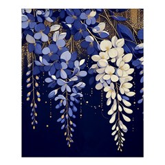 Solid Color Background With Royal Blue, Gold Flecked , And White Wisteria Hanging From The Top Shower Curtain 60  X 72  (medium)  by LyssasMindArtDecor