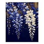 Solid Color Background With Royal Blue, Gold Flecked , And White Wisteria Hanging From The Top Shower Curtain 60  x 72  (Medium)  60 x72  Curtain