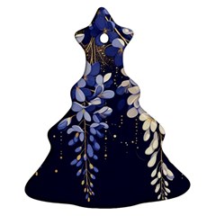 Solid Color Background With Royal Blue, Gold Flecked , And White Wisteria Hanging From The Top Ornament (christmas Tree)  by LyssasMindArtDecor