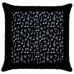 Chalk Music Notes Signs Seamless Pattern Throw Pillow Case (black) by Ravend