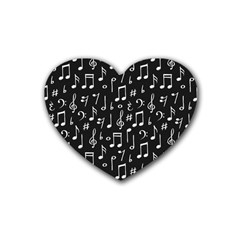 Chalk Music Notes Signs Seamless Pattern Rubber Coaster (heart)