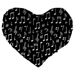 Chalk Music Notes Signs Seamless Pattern Large 19  Premium Flano Heart Shape Cushions