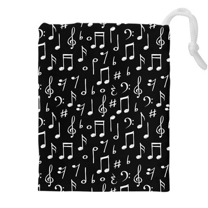 Chalk Music Notes Signs Seamless Pattern Drawstring Pouch (5XL)