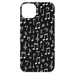 Chalk Music Notes Signs Seamless Pattern Iphone 14 Plus Black Uv Print Case