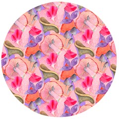 Pink Glowing Flowers Wooden Bottle Opener (Round)