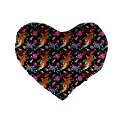 Beautiful Pattern Standard 16  Premium Heart Shape Cushions