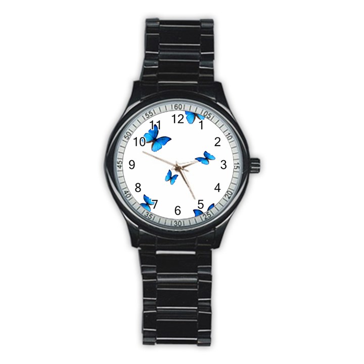 Butterfly-blue-phengaris Stainless Steel Round Watch