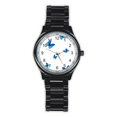 Butterfly-blue-phengaris Stainless Steel Round Watch by saad11