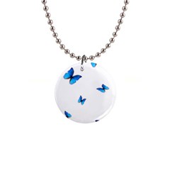 Butterfly-blue-phengaris 1  Button Necklace