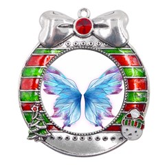 Butterfly-drawing-art-fairytale  Metal X mas Ribbon With Red Crystal Round Ornament