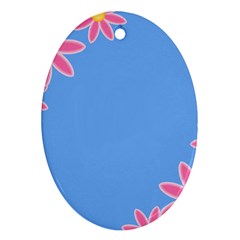 Flowers Space Frame Ornament Oval Ornament (two Sides)