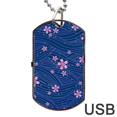 Flowers Floral Background Dog Tag Usb Flash (one Side)