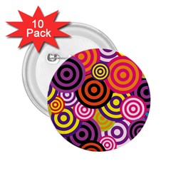 Abstract Circles Background Retro 2 25  Buttons (10 Pack) 