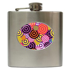 Abstract Circles Background Retro Hip Flask (6 Oz)