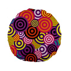 Abstract Circles Background Retro Standard 15  Premium Flano Round Cushions