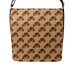 Coffee Beans Pattern Texture Flap Closure Messenger Bag (l)