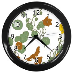 Nasturtium Flower Plant Leaves Wall Clock (black)