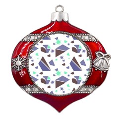 Seamless Pattern Geometric Texture Metal Snowflake And Bell Red Ornament