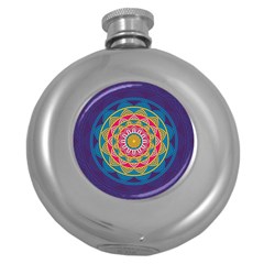 Abstract Digital Artwork Round Hip Flask (5 Oz)