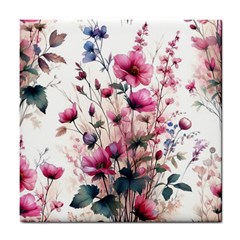 Flora Floral Flower Petal Tile Coaster by Maspions