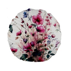 Flora Floral Flower Petal Standard 15  Premium Round Cushions