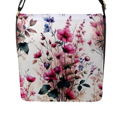 Flora Floral Flower Petal Flap Closure Messenger Bag (L)