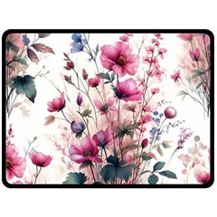 Flora Floral Flower Petal Two Sides Fleece Blanket (large)